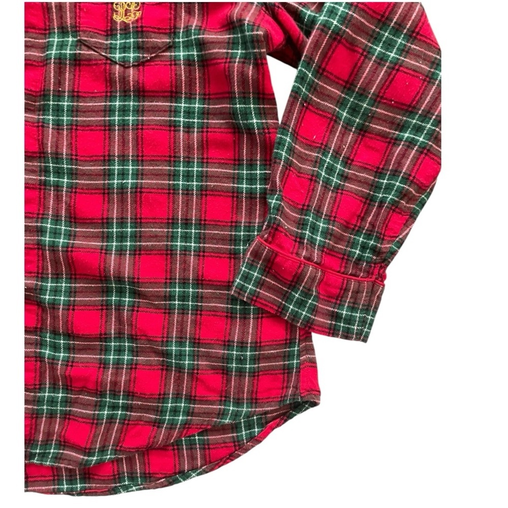 Lauren Ralph Lauren Womens Button Down Shirt XL Red Flannel Plaid Cotton Pajama - Picture 3 of 7